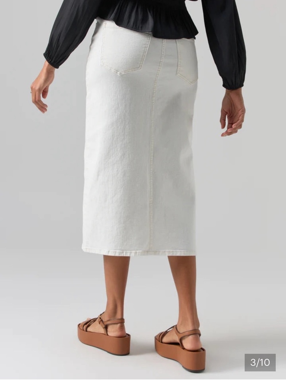 Sanctuary White High-Rise Midi Denim Skirt